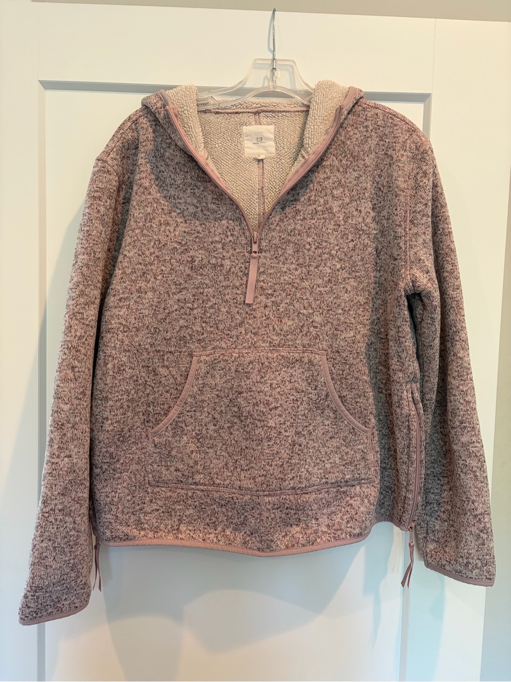 Cozy Half-Zip Hooded Pullover - Dusty Rose